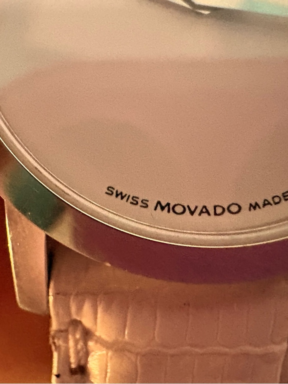 Movado Women's Watch with a off white genuine lizar Strap Watch with Silver Dial - Picture 2 of 15